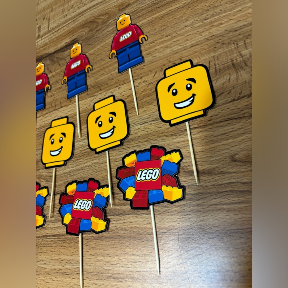 COPY - Building block bricks cupcake toppers lot of 12 - Picture 2 of 8